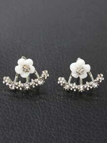 一对优雅的雏菊新娘耳钉。情人节配饰 - 彩色 - 查看 6