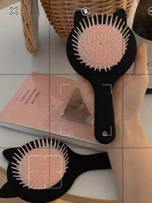 1入組可愛貓耳便攜氣墊梳子適合女士,家庭使用 - 黑色 - 查看 3