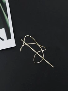 金色简约复古不对称条纹发簪街头发髻发夹发髻器发髻发饰发夹，美发配件