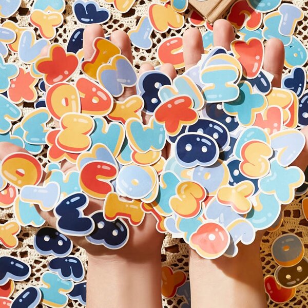 1box Colorful Cute Alphabet Number Decorative Sticker Self-Adhesive Letters For Scrapbooking Journal Back To School