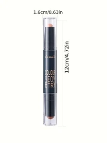 1pc 2-Color Double Headed Contouring Penn, Highlighter Concealer Stick, Natural Stereoscopic Facial Contouring Makeup Stick ( Natural Color + Light Coffee) - Multicolor - View 2