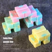 Cubo Infinito Con Luz Led Azul, Juguete Antiestrés Para Aliviar El Estrés, Rompecabezas Mágico, Luz Nocturna Plegable, Cubo Infinito, 1 Ud. - Azul - Ver 4