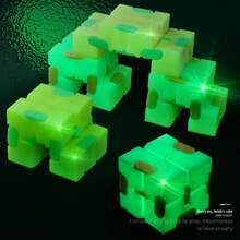 Cubo Infinito Con Luz Led Azul, Juguete Antiestrés Para Aliviar El Estrés, Rompecabezas Mágico, Luz Nocturna Plegable, Cubo Infinito, 1 Ud. - Azul - Ver 5