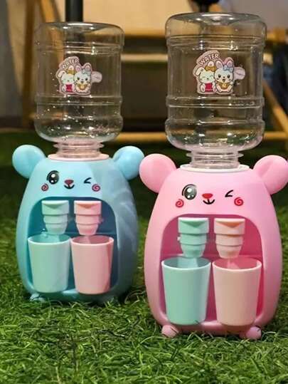 圣诞装饰1件可爱迷你饮水机儿童礼物冷热水果汁牛奶饮水机仿真卡通兔子厨房玩具