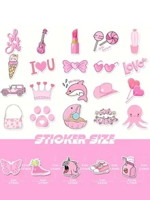 Finego 200pcs Color System Mixed Yellow Pink Black White Green Stickers Mixed Cartoon Fresh And Simple Water Cup Stickers - Multicolor - View 3