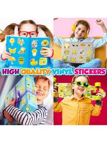 Finego 200pcs Color System Mixed Yellow Pink Black White Green Stickers Mixed Cartoon Fresh And Simple Water Cup Stickers - Multicolor - View 8