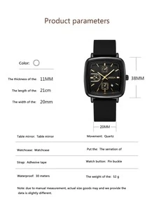 ORSGA Reloj de pulsera de moda ligero lujoso elegante PU con tira cuarzo impermeable de mujeres Reloj - Negro - Ver 5