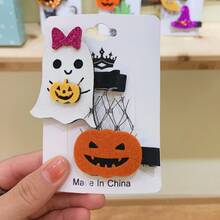 2入組萬聖節南瓜和鬼形搞笑髮夾 - 彩色 - 查看 2