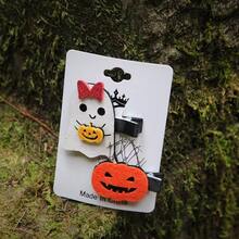 2入組萬聖節南瓜和鬼形搞笑髮夾 - 彩色 - 查看 1