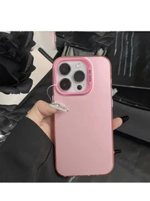 1 件磨砂 IMD 金属质感双层彩色银色电镀按钮手机保护壳 - 粉色 - 查看 6