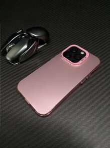 1 件磨砂 IMD 金属质感双层彩色银色电镀按钮手机保护壳 - 粉色 - 查看 4