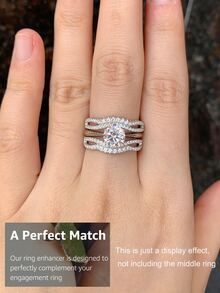1pc 925 Sterling Silver Enhancer Rings For Women Adjustable Wedding Band For Engagement Ring High Grade Cubic Zirconia Luxury Jewelry Valentines Gift - Silver - View 10