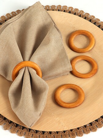 6入組棕色木頭餐巾環適用於酒店,家庭聚會,派對