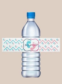 1 Set 10pcs Gender Reveal Party Water Bottle Stickers - White - View 1