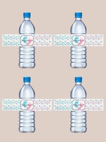 1 Set 10pcs Gender Reveal Party Water Bottle Stickers - White - View 5
