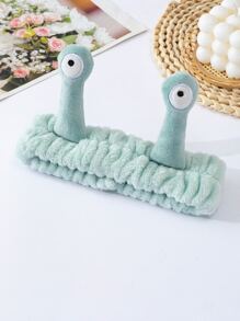 1pc Snail Pattern Polyester Bath Headband, Creative Useful Cadet Blue Bath Hairlace For Washing Face Home Bathroom Decor Fall Decor Back To School - Cadet Blue - View 3