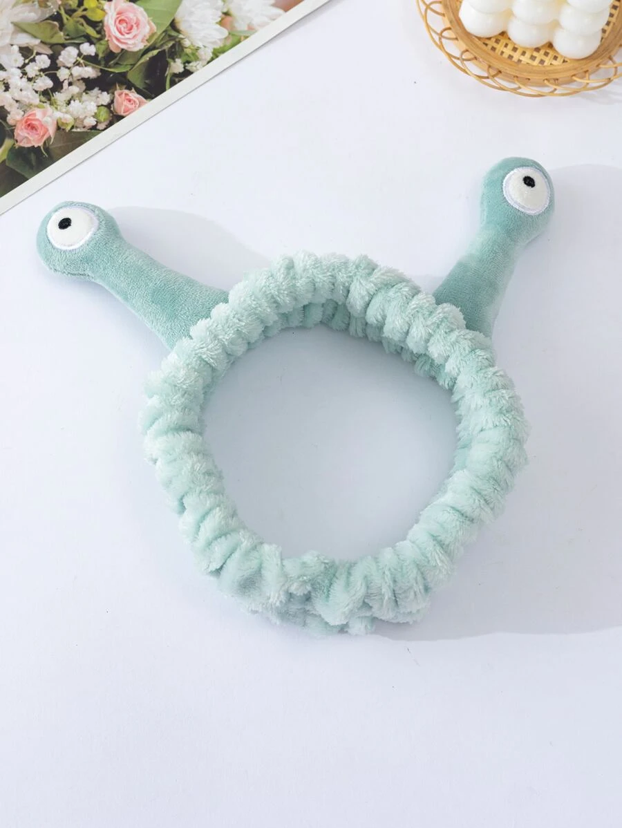 1pc Snail Pattern Polyester Bath Headband, Creative Useful Cadet Blue Bath Hairlace For Washing Face Home Bathroom Decor Fall Decor Back To School - Cadet Blue - View 1