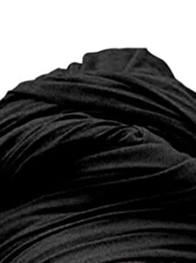 女士纯色头巾帽 - 多功能时尚无檐头饰，适合户外休闲穿着，具有防尘设计、隔热和可转换围巾包裹功能 - 黑色 - 查看 4