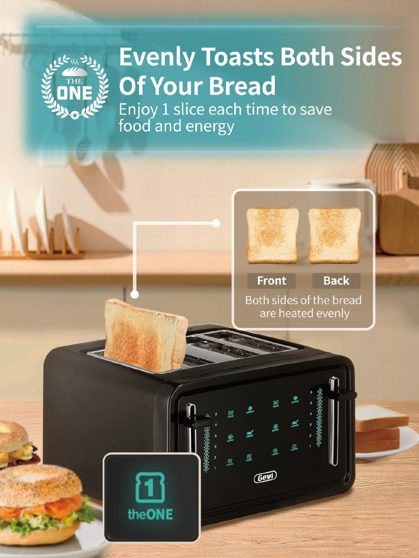 Gevi Toaster 4 Slice,Led Display Touchscreen Bagel Toaster with Dual