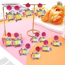 1雙彩色亞克力字母懸垂耳環 - 第三 - 查看 1