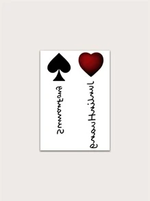 1pc Temporary Tattoo Sticker With Red Heart & Black Spade Letter Alphabet Design, Cool Style - Multicolor - View 3