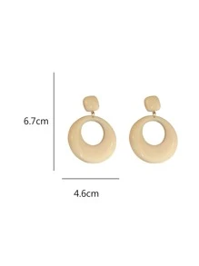 1雙法語復古風格奶油大圓形耳環,圓形誇張幾何耳朵首飾類