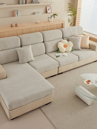 1pc Light Grey Tree Ring Patterned Full Covered Sofa Cover, Pet Protection, Suitable For Living Room & Bedroom