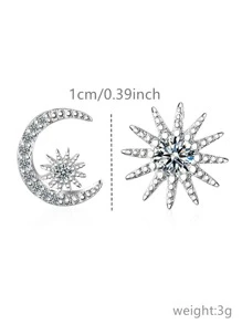 اقراط مسماري شكل غير متماثل مكعب زركونيا مناسب للنساء زوج واحد