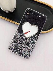 Heart Shape Mirror, Glitter And Drop Resistant Phone Case Compatible With Iphone 15promax, 14, 13, 12, 11 - Black - View 2