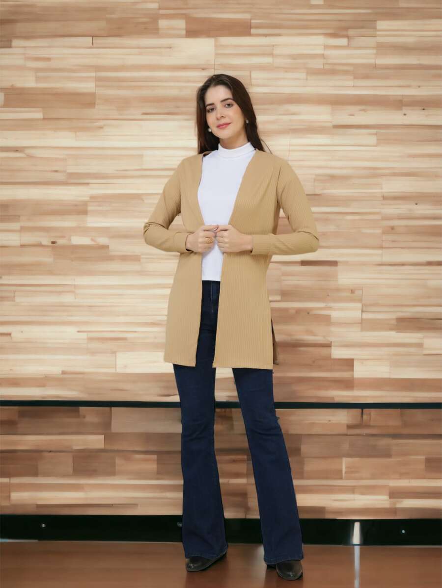 Women Cardigans - สีกากี - ดู 1
