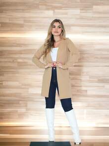 Women Cardigans - Apricot - View 3