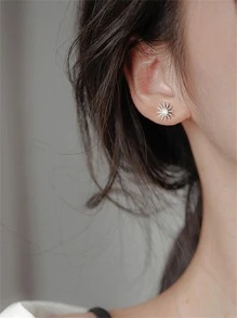 اقراط مسماري شكل غير متماثل مكعب زركونيا مناسب للنساء زوج واحد