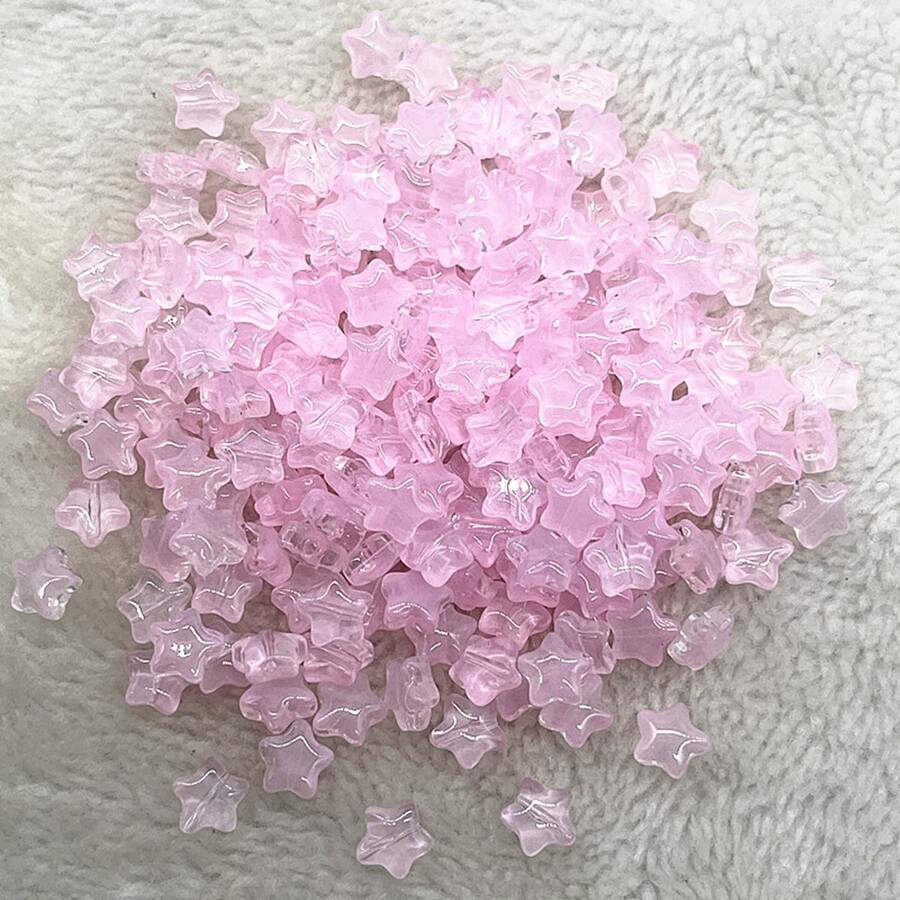 30 件/套 简约粉色玻璃星形 DIY 串珠 男女款 可制作手链项链 - 粉色 - 查看 1