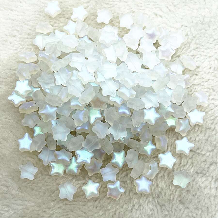 30 件/套 简约玻璃纯色星形 DIY 串珠 男女款 可制作手链项链 - 白色 - 查看 1
