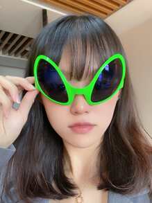 زوج من أغطية الرأس ذات قرون الكائن الفضائي المزينة بنظارات عين الذبابة الخضراء لأغراض الأزياء والحفلات، نظارات حفلة الكائن الفضائي ملحقات ظلال عيد ساحرة الشاطئ ظلال النظارات