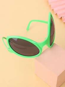 زوج من أغطية الرأس ذات قرون الكائن الفضائي المزينة بنظارات عين الذبابة الخضراء لأغراض الأزياء والحفلات، نظارات حفلة الكائن الفضائي ملحقات ظلال عيد ساحرة الشاطئ ظلال النظارات