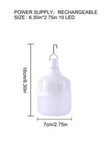 1個usb白色便携式露營燈,可充電掛燈,5種模式防水帳篷燈,適用於露營,徒步旅行,釣魚,工作,停電時使用 - 白色 - 查看 4