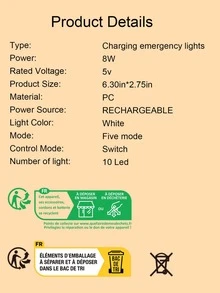 1個usb白色便携式露營燈,可充電掛燈,5種模式防水帳篷燈,適用於露營,徒步旅行,釣魚,工作,停電時使用 - 白色 - 查看 6