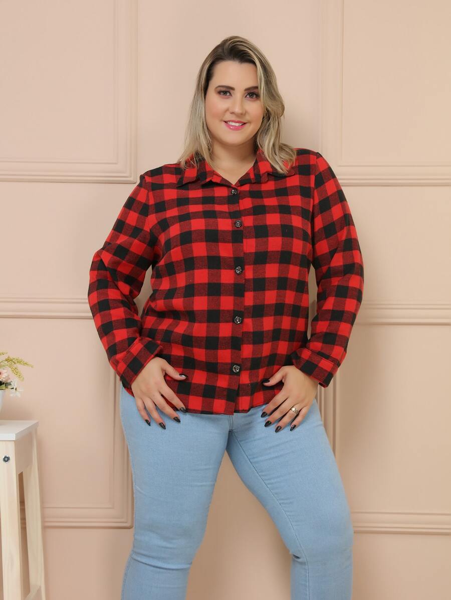 Plus Size Blouses - Red - View 1