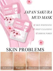 5-50入組日本櫻花泥面膜,深層清潔保濕控油抗衰老抗皺粉紅泥面膜,護理面部皮膚 - 粉色 - 查看 2