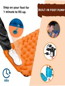 1pc Portable Inflatable Moisture-Proof Sleeping Pad For Camping, Traveling, Car, Storage, Tent Picnic - Army Green - View 4