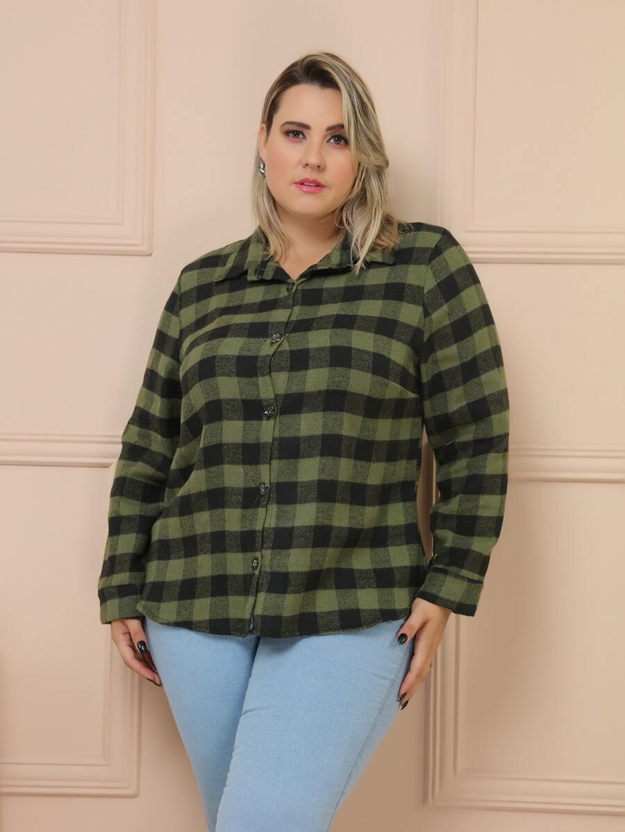 Plus Size Blouses - Green - View 1