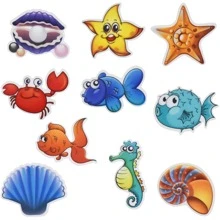 10 piezas bañera Pegatinas , antideslizante de baño Pegatinas , de baño Pegatinas fuerte Adhesivo perfecto para Niños Bebé ( mar animales ) - Multicolor - Ver 1