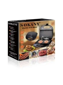 1pc Sokany Plug-in Type 750w Multi-functional Electric Grill Sk-116, With 750w High Power, Double-sided Heating, Quick Heating, Lock In Original Flavor, Detachable Design, Easy To Clean, Smart Temperature Control, Fine Texture, Healthy Diet, Non-stick Pan Design, Coating, Anti-scald Handle, Easy To Operate, Home-use And Portable