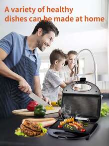 1pc Sokany Plug-in Type 750w Multi-functional Electric Grill Sk-116, With 750w High Power, Double-sided Heating, Quick Heating, Lock In Original Flavor, Detachable Design, Easy To Clean, Smart Temperature Control, Fine Texture, Healthy Diet, Non-stick Pan Design, Coating, Anti-scald Handle, Easy To Operate, Home-use And Portable
