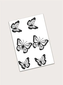 件蝴蝶臨時紋身貼紙，甜美酷炫風格 - 黑色 - 查看 6