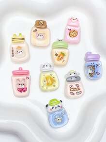 10入組/套可愛合成樹脂隨機色動物裝飾雙面膠帶DIY首飾配件適合女士男士日常裝飾 - 彩色 - 查看 7