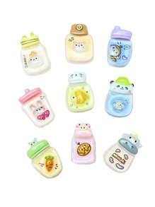 10入組/套可愛合成樹脂隨機色動物裝飾雙面膠帶DIY首飾配件適合女士男士日常裝飾 - 彩色 - 查看 5