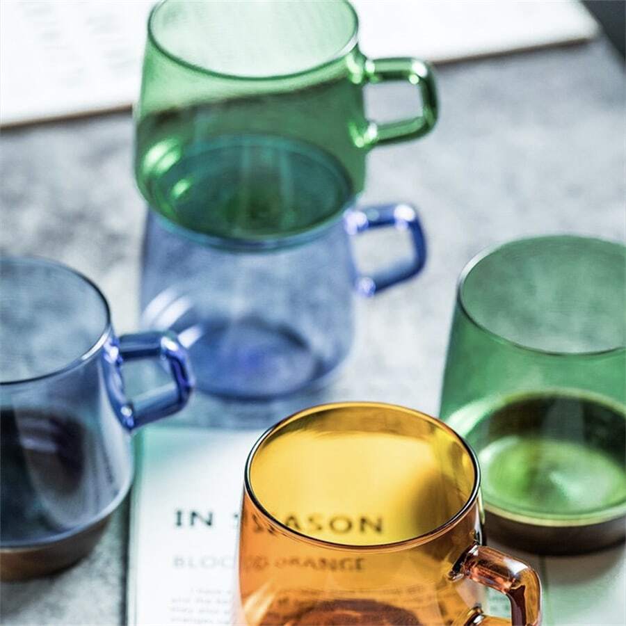 Tách cà phê & Đĩa Bộ Nhiều màu Chống nóng Ly Tách cà phê & Đĩa Bộ có thể sử dụng Đối với Lò ga , Lò vi ba Người Mỹ Sang trọng Cốc cà phê - màu xanh lá - Xem 1