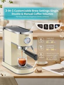 Gevi 20 Bar Compact Professional Espresso Coffee Machine with Milk Frother/Steam Wand for Espresso, Latte and Cappuccino, Stainless Steel, 35 Oz Removable Water Tank